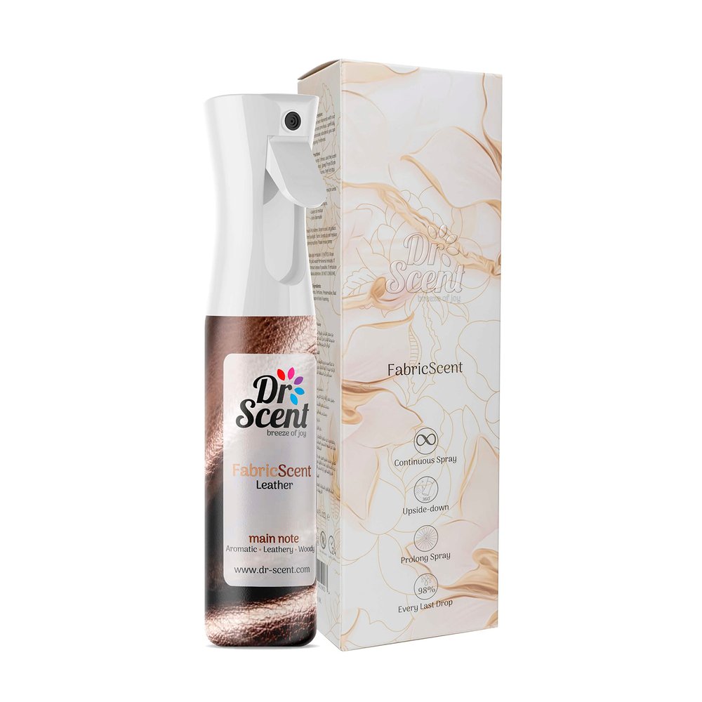 Dr Scent Fabric Spray Leather (300ml) Feel the Notes of Leather, Woody & Animalic - Safe for Fabrics