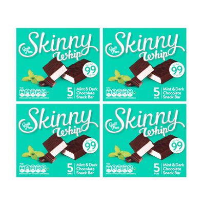 New Skinny Whip Snack bars less than 99 Calories 5 Variations Multi-Pack (Mint & Dark Chocolate, 4 Boxes)