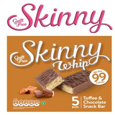 New Skinny Whip Snack bars less than 99 Calories 5 Variations Multi-Pack (Toffee & Chocolate, 1 Box)