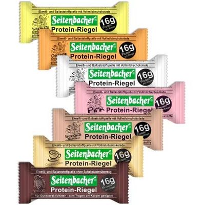 Seitenbacher Protein Bars Cappuccino Vanilla Orange Chocolate Strawberry Cocoa Mix Pack of 7
