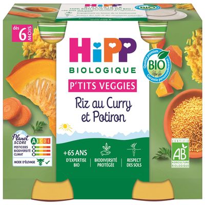 HiPP P'tits Veggies Rice With Curry and Pumpkin From 6 Months Organic 2 Pots
