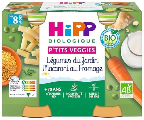 HiPP Lil' Veggies Garden Vegetables Macaroni and Cheese from 8 Months Organic 2 Pots