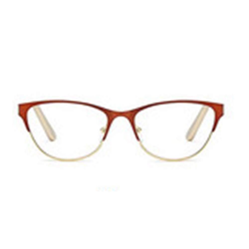 Half-Frame Cat-Eye Reading Glasses Anti-Fatigue Optical Glasses, Retro Reading Glasses, Dual-Purpose High-Definition Optical Glasses Unisex +350 Coffee