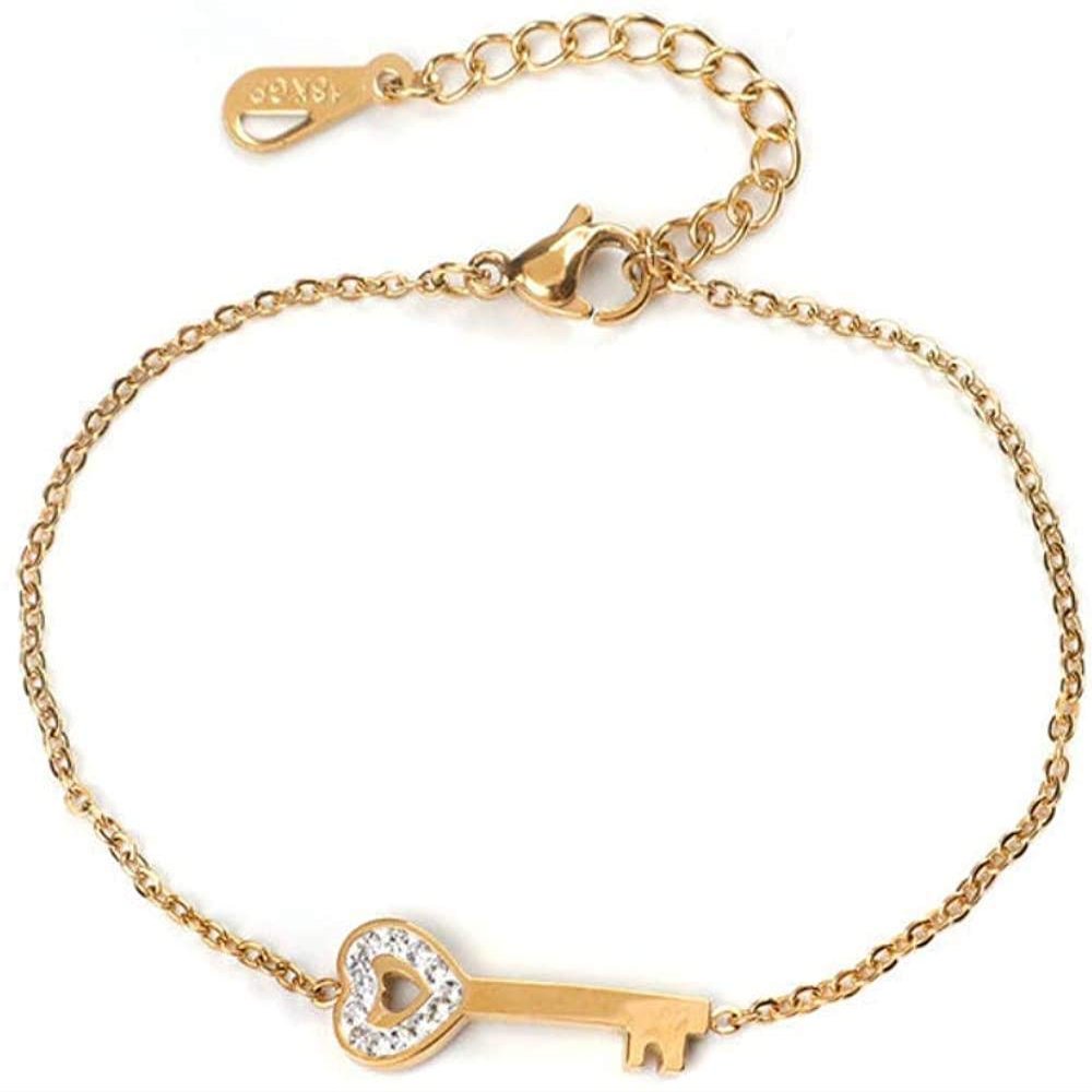 Bracelet Jewelry Bracelet Stainless Steel Chain Bracelet Key Cubic Zirconia Gold Bracelet Female Jewelry Gift