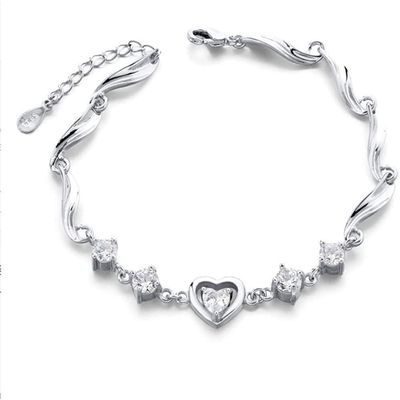 Bracelet Jewelry Stainless Steel Bracelet Heart-Shaped Silver Bracelet And Women S Bracelet Snap Clasp Bracelet Jewelry Wedding Gift Bracelet