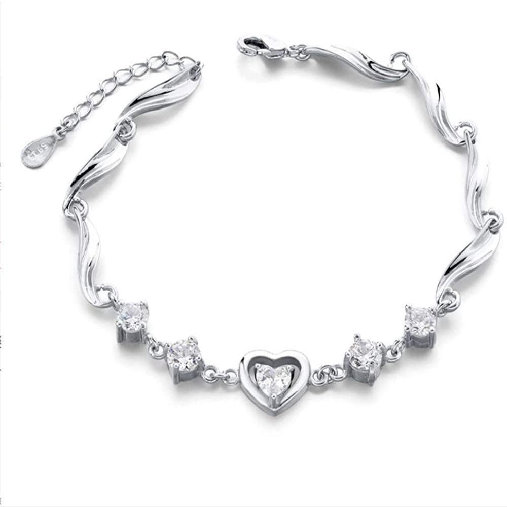 Bracelet Jewelry Stainless Steel Bracelet Heart-Shaped Silver Bracelet And Women S Bracelet Snap Clasp Bracelet Jewelry Wedding Gift Bracelet