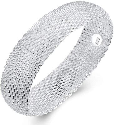 Bracelet Jewelry Silver Big Closed Net Bracelet Round Shape Silver Bracelet Jewelry