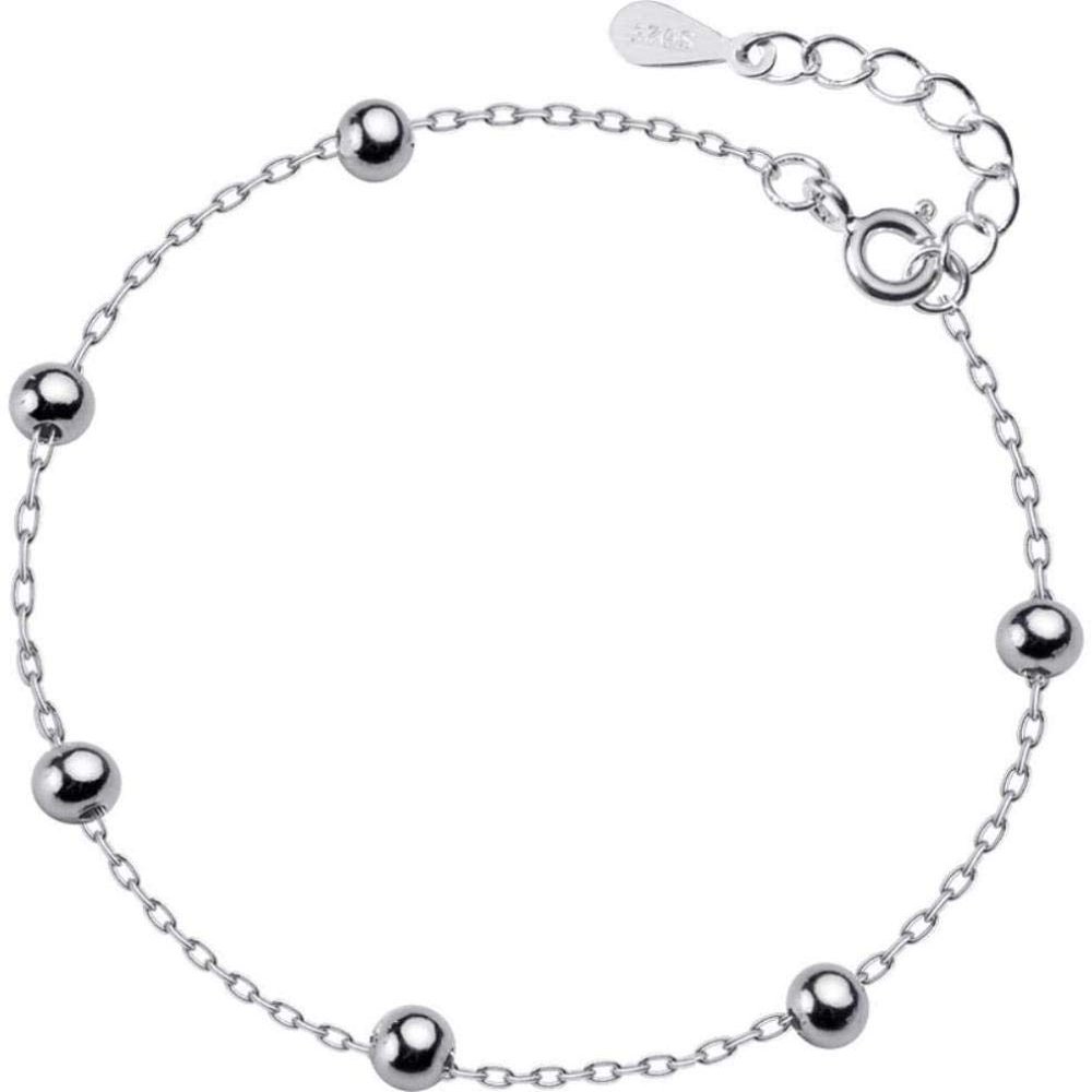 Bracelet Jewelry S925 Silver Bracelet Ladies Small Silver Ball Bracelet Glossy Peas Hand Jewelry
