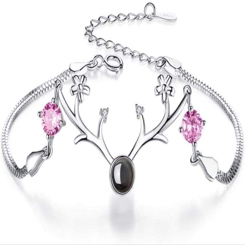 Bracelet Jewelry S925 Silver Sika Deer Bracelet Ladies Pink Diamond Bracelet Bracelet Jewelry