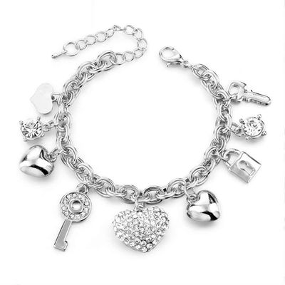 Bracelet Jewelry Bracelet Silver Love Heart And Key Charm Bracelet And Bracelet Ladies Stainless Steel Bracelet Jewelry Making Wedding Bracelet