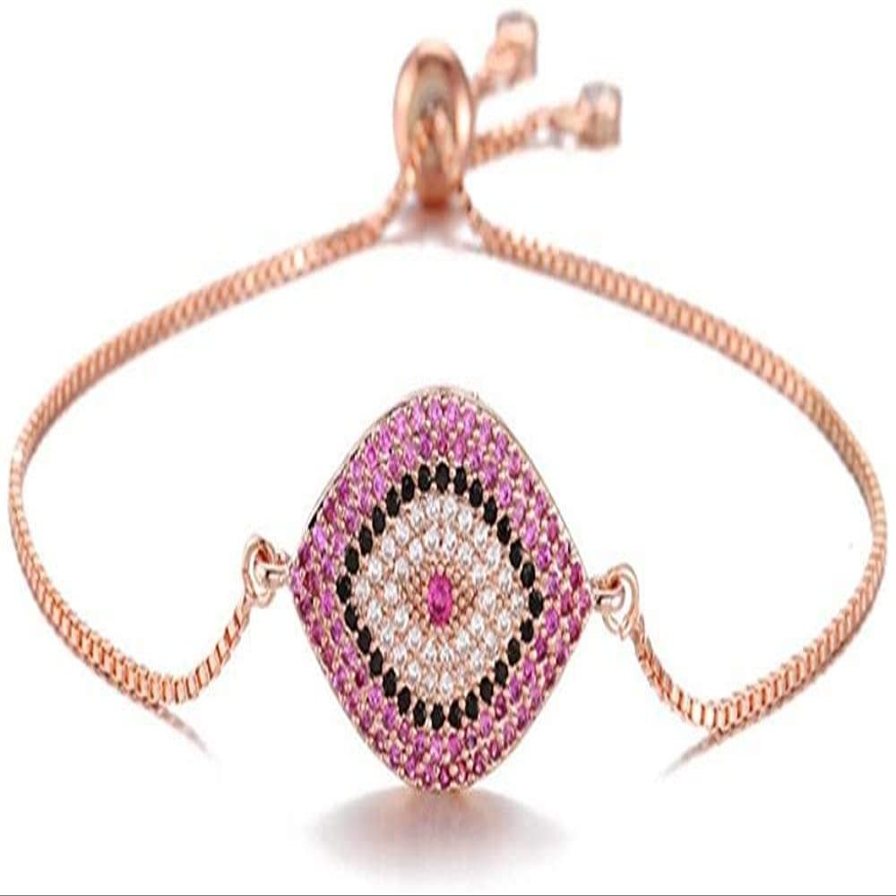 Bracelet Jewelry Trendy Turkish Gold Evil Eye Bracelet Pave Cz Blue Eye Gold Chain Bracelet Adjustable Female Party Jewelry
