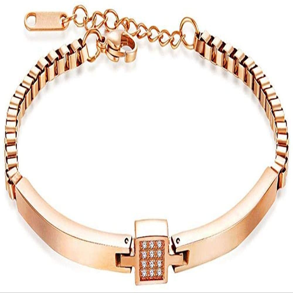 Bracelet Jewelry Stainless Steel Bracelet Stainless Steel Inlaid Cz Crystal Bracelet Ladies Adjustable Rose Gold Party Jewelry Gift