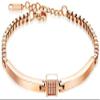 Bracelet Jewelry Stainless Steel Bracelet Stainless Steel Inlaid Cz Crystal Bracelet Ladies Adjustable Rose Gold Party Jewelry Gift view 1