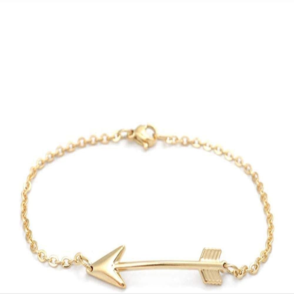 Bracelet Jewelry Bracelet Stainless Steel Chain Bracelet Arrow Gold Cubic Zirconia Bracelet Women Men Jewelry Gift