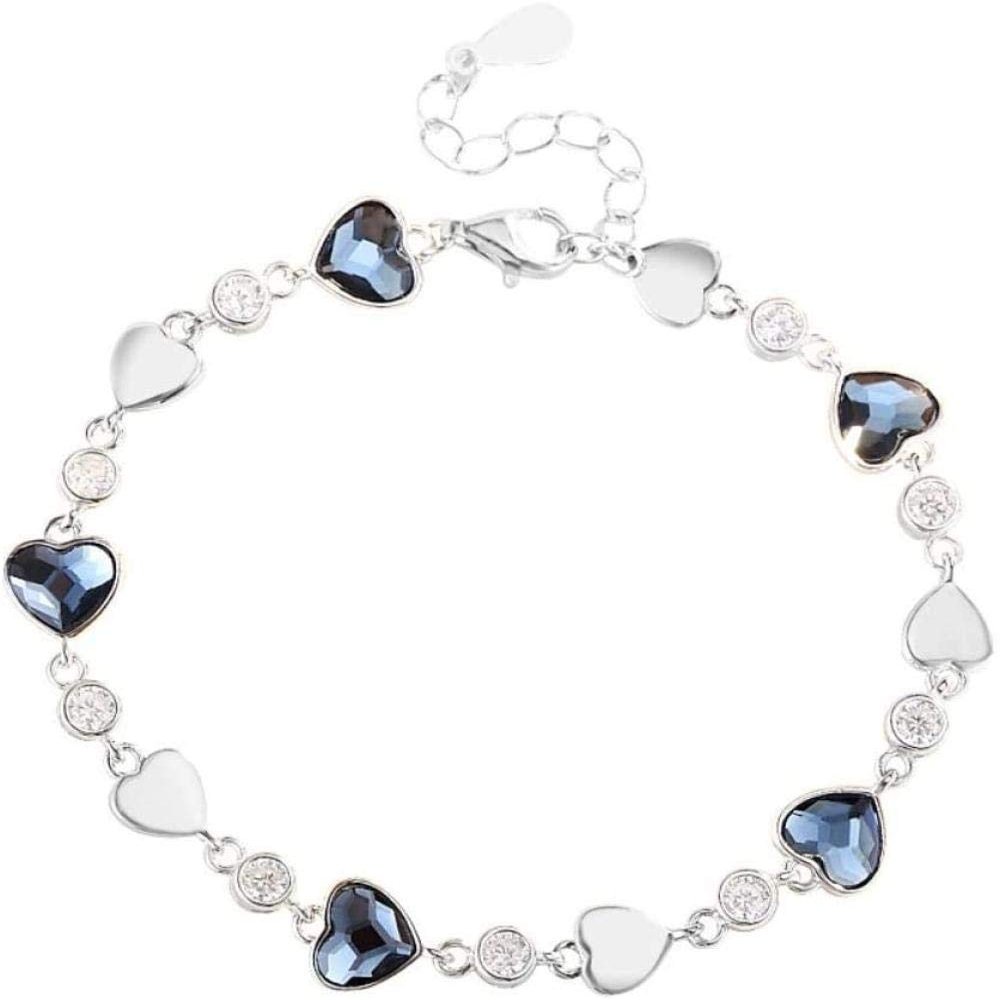 Bracelet Jewelry S925 Sterling Silver Heart-Shaped Crystal Bracelet Ladies Love Heart Bracelet Bracelet Jewelry