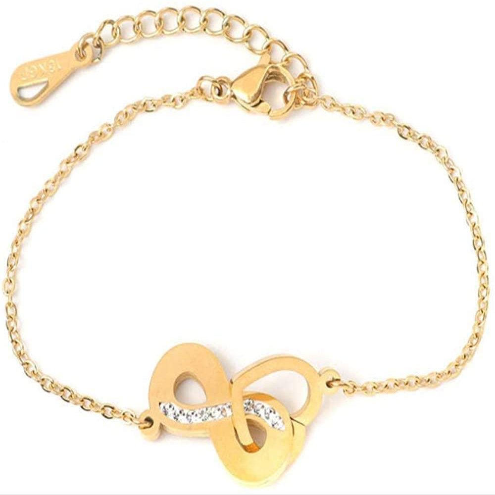 Bracelet Jewelry Bracelet Stainless Steel Chain Bracelet Heart Infinite Symbol Gold Cubic Zirconia Bracelet Jewelry Gift