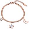 Bracelet Jewelry Stainless Steel Bracelet Star Moon Charm Double Ladies Bracelet Stainless Steel Snake Chain Bohemian Summer Beach Jewelry view 1