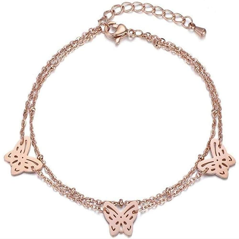 Bracelet Jewelry Stainless Steel Bracelet Classic Rose Gold Love Girl Bracelet Stainless Steel Heart-Shaped Charm Bracelet Jewelry