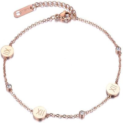 Bracelet Jewelry Stainless Steel Bracelet Stainless Steel Bracelet Roman Numerals Rose Gold Color Rhinestone Couple Engagement Jewelry