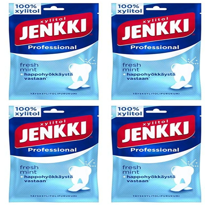 Cloetta Jenkki Xylitol Professional Freshmint Chewing Gum 4 Packs of 90g