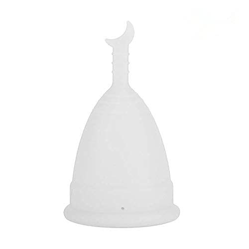 2Pcs Silicone Menstrual Cup, Reusable Period Feminine Lady Hygiene Cup Comfortable Alternative Protection for Tampons and Cloth Sanitary Napkins (White)