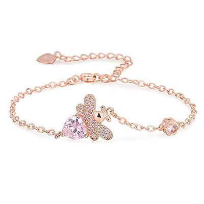 Bracelet Jewelry Heart-Shaped Pink Diamond Secret Bee Bracelet Full Of Diamonds Zircon Ladies Bracelet