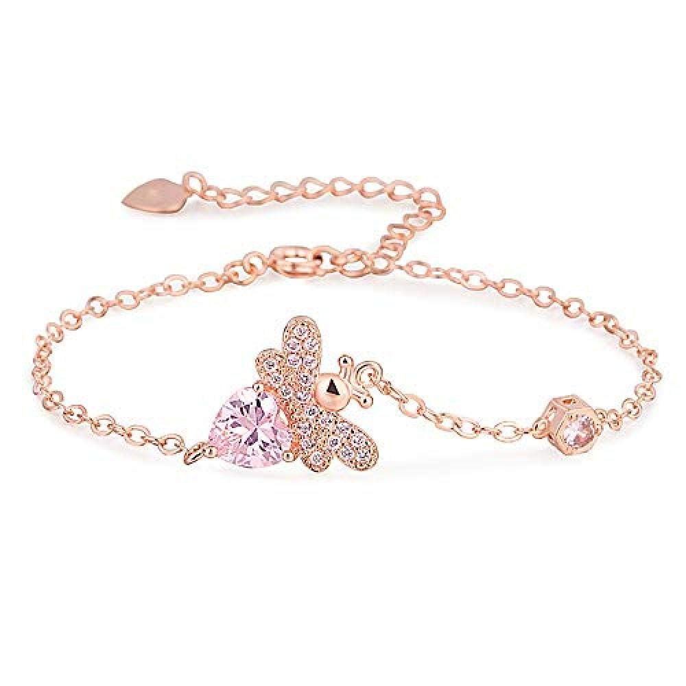 Bracelet Jewelry Heart-Shaped Pink Diamond Secret Bee Bracelet Full Of Diamonds Zircon Ladies Bracelet