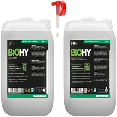 BiOHY Cleaning Set | Washing Up Liquid 10 Litre Canister | Dish Cleaner 10 Litre Canister | Includes Spout Tap for Easy Transfer