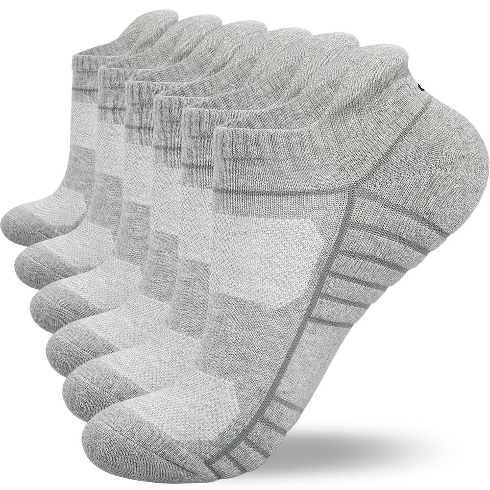 Lapulas Ankle Socks Thick Cushioned Trainer Mens Sports Cotton Running Women Low Cut Breathable Athletic Sock (6 Pairs)