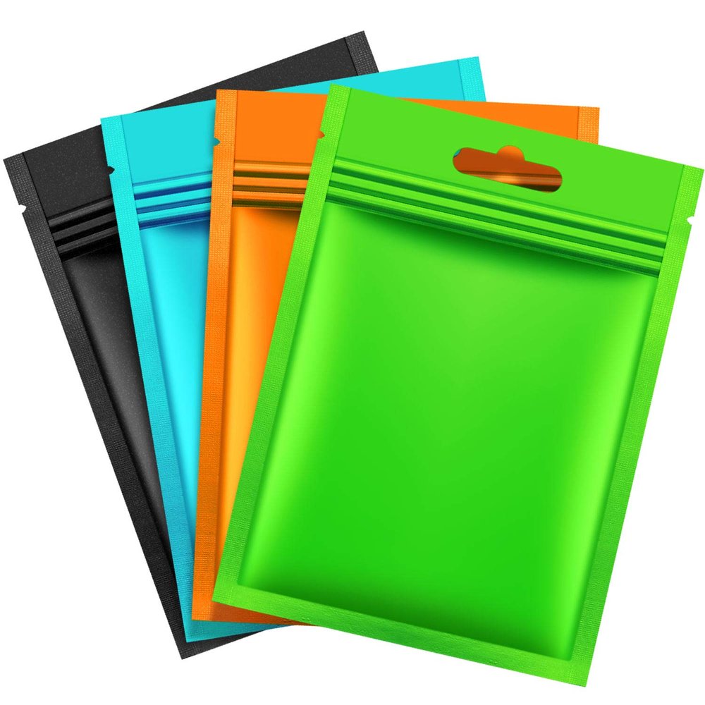 200 Pieces Mylar Zip Lock Bags Aluminum Foil Bags, Flat Metallic Mylar Foil Flat ZipLock Food Storage Bags Pouch (Multicolor, 7 x 10 cm)