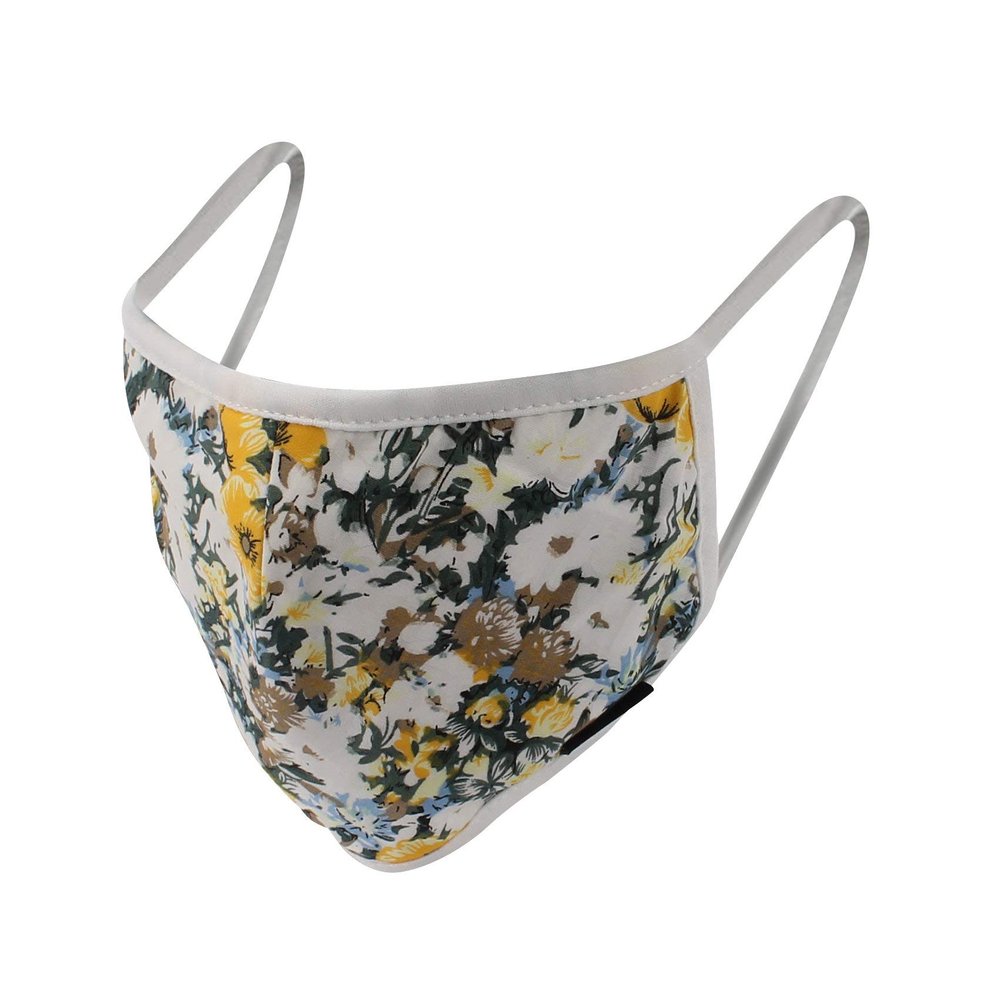 Michelsons of London Yellow & Green Floral Design Cotton Face Covering