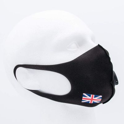 2 Pack Unisex Reusable Face Mask Protection Washable Facial Skin Mouth Nose Shield Breathable Anti Smoke Pollution Bike Motorcycle Sport (Black Mask with UK Flag)