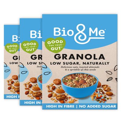 Bio&Me Low Sugar Granola 3-Pack (3 x 360g) Vegan, High Fibre, No Added Sugar, Gut-Loving Breakfast Cereal