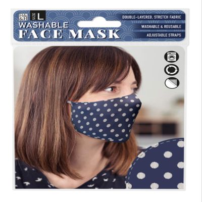 History & Heraldry Washable Reusable Face Mask - White Spot on Blue (M)