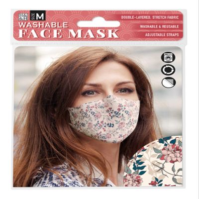 History & Heraldry Botanical Floral on Cream Face Mask, M, Multi- Color