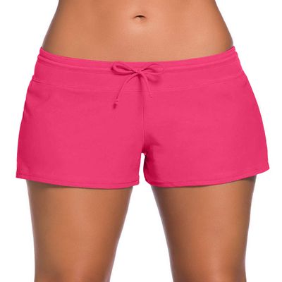 ChinFun Women's Board Shorts Swimswear Bottoms Tankini Swim Bathing Briefs Swimsuit Boardshorts Beach Trunks with Liner, Original-fushcia, XL
