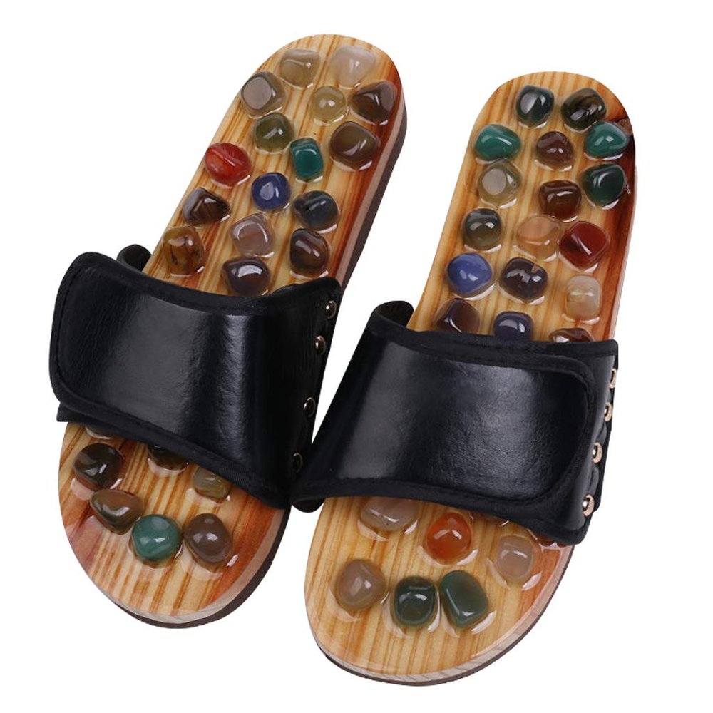XWZJY Acupressure Foot Massager Massage Slippers Sandals Shoes with Jade Stones and Tourmalines Acupressure Point Care Magnet Therapy Pain Relief for Men Women