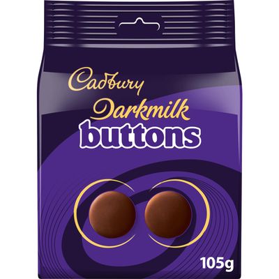 Cadbury Darkmilk Buttons Chocolate Bag, Dark Chocolate, 90g