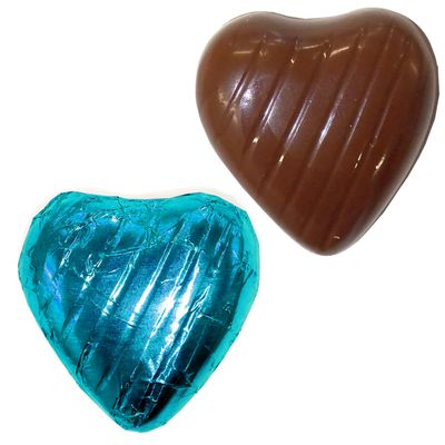 100 Chocolate heart, Turquoise blue chocolate hearts, Individually wrapped chocolates ideal for Valentines Day, Mothers Day,Fathers Day