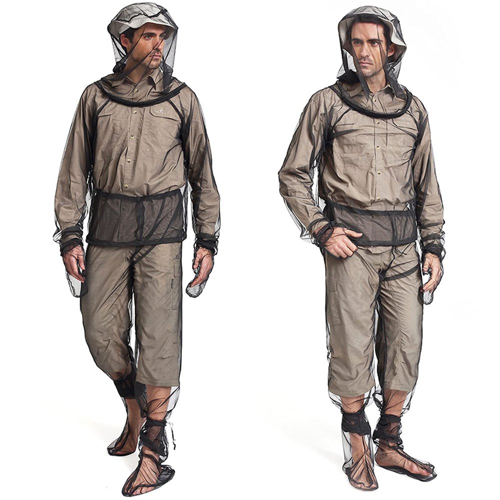 4 Pieces Mosquito Net Suit  Jacket Hood & Pants & Mitts & Socks Sets, Light-Weight & Breathable Mesh Clothing (Small/Medium(1 Pack))