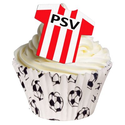 Pack of 24 PRE-Cut Edible Wafer Paper Decorations PSV Eindhoven Football Toppers by CDA Products Ltd 201-154-24
