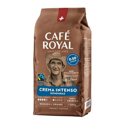 Caf Royal Impact, Honduras Crema Intenso beans, 500g coffee beans, Fairtrade certified, 100 percent Arabica coffee, intensity 4/5