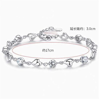 Bracelet Jewelry Women S Silver-Plated Crystal Bracelet Diamond-Shaped Zircon Heart Bracelet