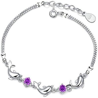 Bracelet Jewelry Women S Silver-Plated Bracelet Zircon Bracelet With Dolphin Bay Lovers