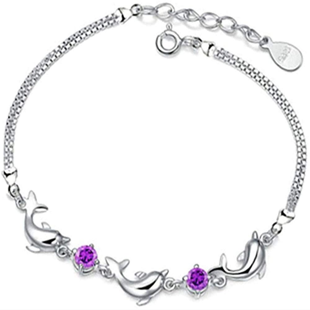 Bracelet Jewelry Women S Silver-Plated Bracelet Zircon Bracelet With Dolphin Bay Lovers