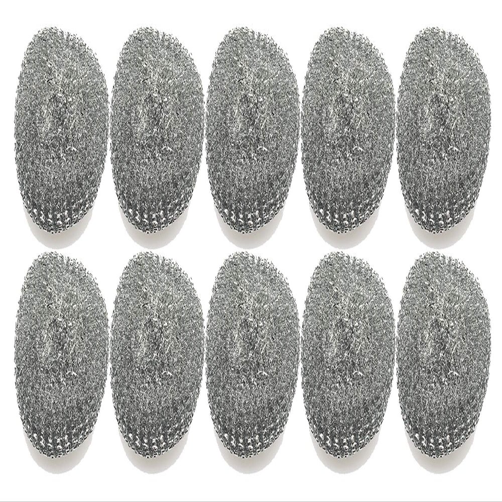 Stainless Steel Wool Brush - Pack of 10 - Wire Metal Sponge for Dish Scouring Scrubber Pads