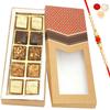 Ghasitaram Gifts Rakhi Gifts for Brothers Rakhi Sweets - 10 pcs Assorted Bites Kraft Box with Beads Rakhi view 1
