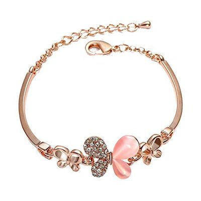 Bracelet Jewelry Women S Bracelet Pink Butterfly Bracelet Gold-Plated Sweet Simple Diamond Bracelet