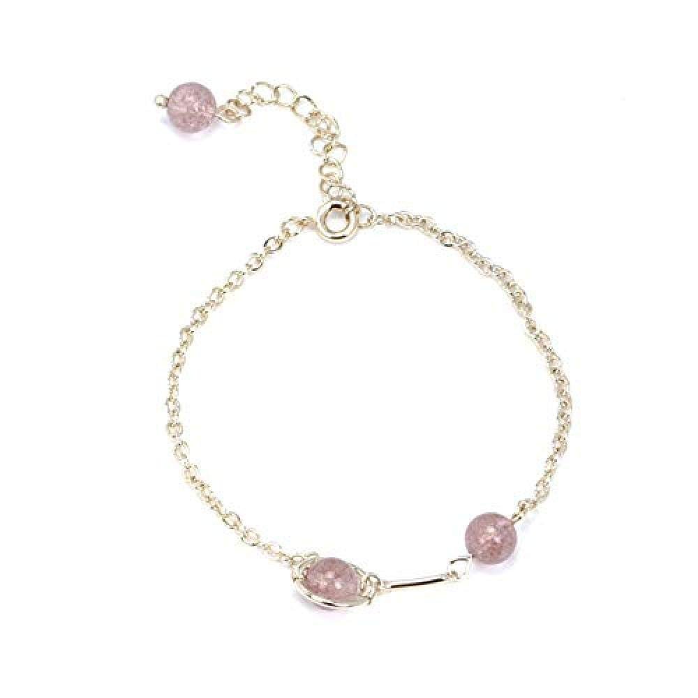 Bracelet Jewelry Women S Bracelet Natural Crystal Strawberry Crystal Gray Moonlight Bracelet Elastic Rope Hollow Five-Pointed Star Simple Bracelet