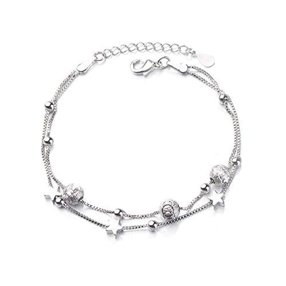Bracelet Jewelry Ladies Bracelet Simple And Fresh Pentagram Star Double Layer Transfer Bead Bracelet Lucky And Cute Art Student Jewelry